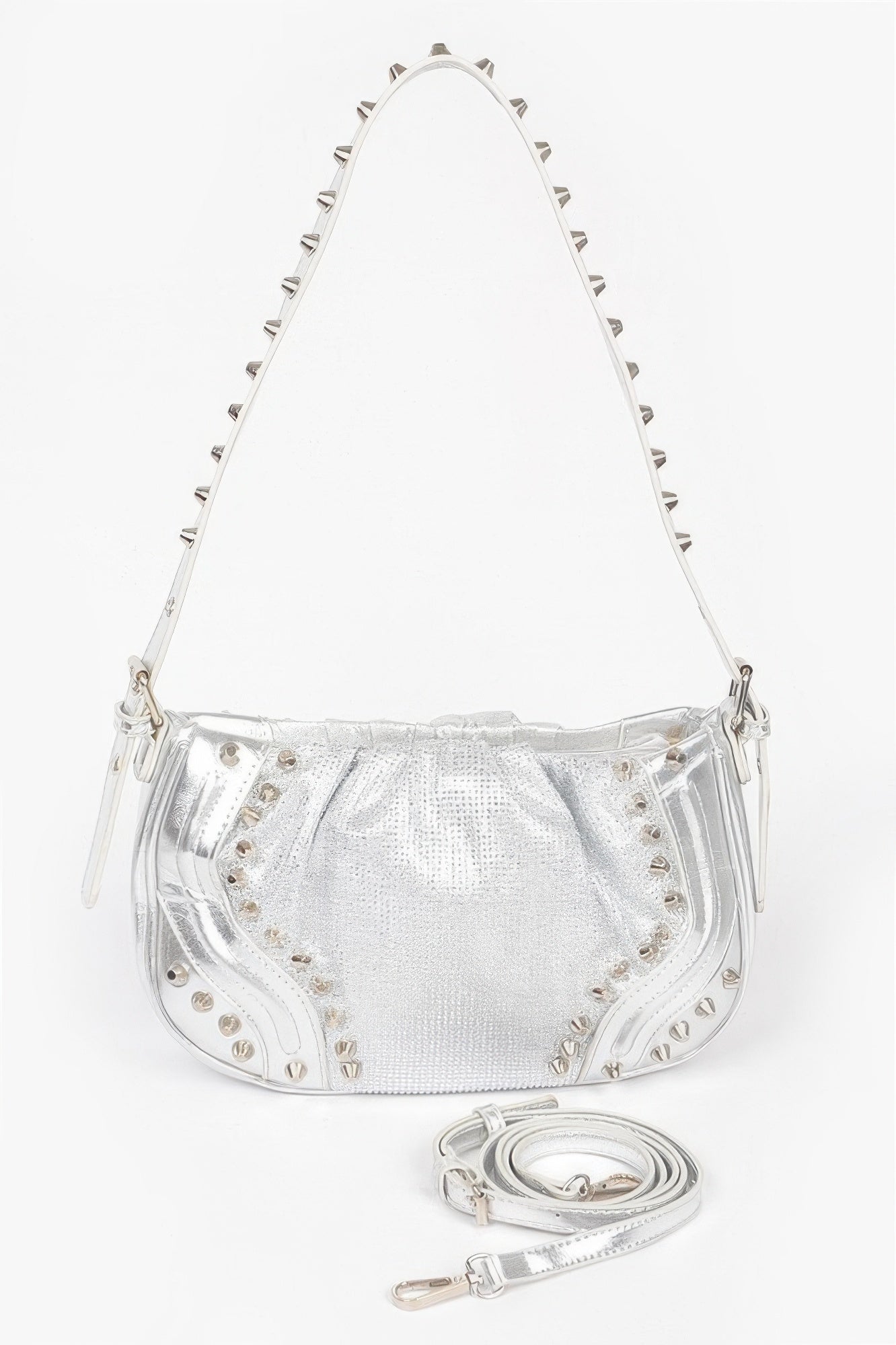 Hot Fix Stones Metal Stud Shoulder Bag - Tigbul's Variety Fashion Shop