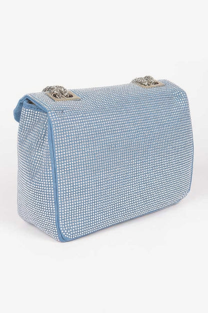 Hot Fix Rhinestone Denim Clutch - Tigbul's Variety Fashion Shop