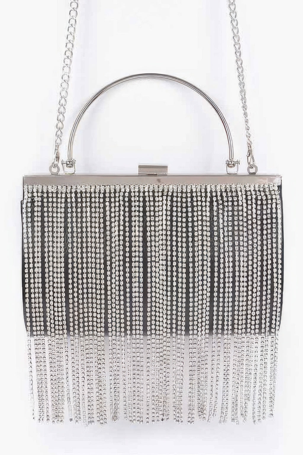 Rhinestone Fringe Metallic Party Clutch - Tigbul's Variety Fashion Shop