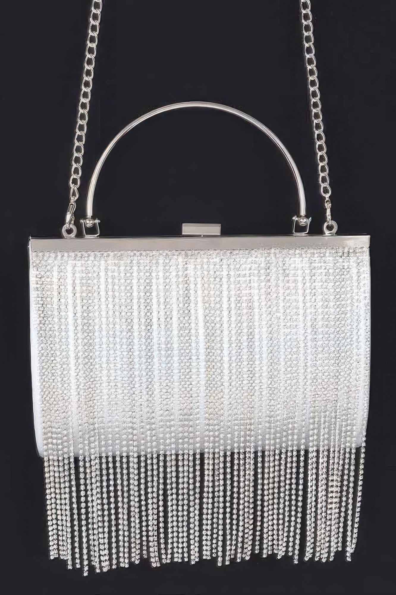 Rhinestone Fringe Metallic Party Clutch - Tigbul's Variety Fashion Shop