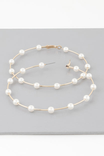 Oversized Stone Lined Hoop Earrings - Tigbul's Variety Fashion Shop