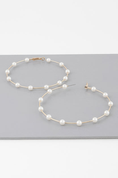 Oversized Stone Lined Hoop Earrings - Tigbul's Variety Fashion Shop