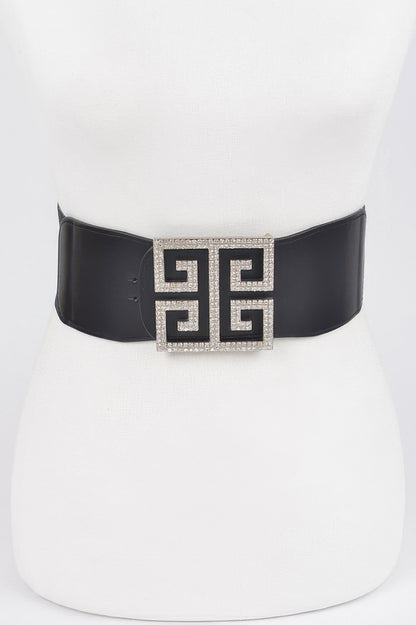 Rhinestone Buckle Stretch Belt - Tigbul's Variety Fashion Shop