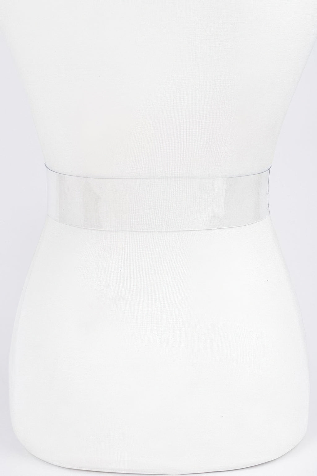 Clear faux leather belt strap, no visible buckle decoration