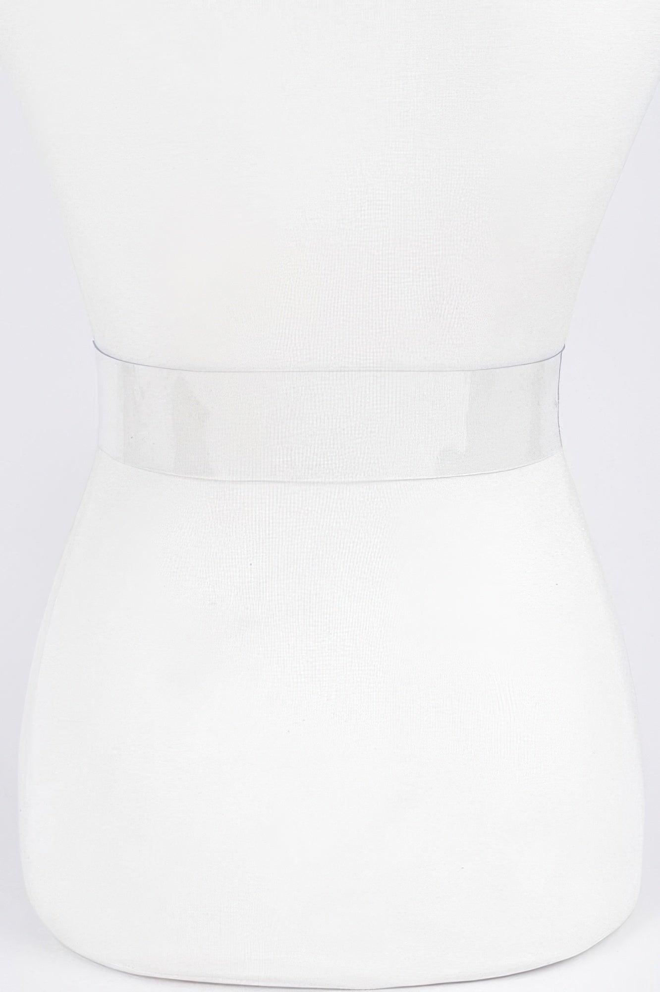 Clear faux leather belt strap, no visible buckle decoration