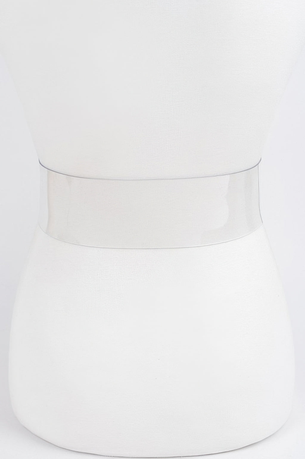 Clear transparent belt band on mannequin, centered view