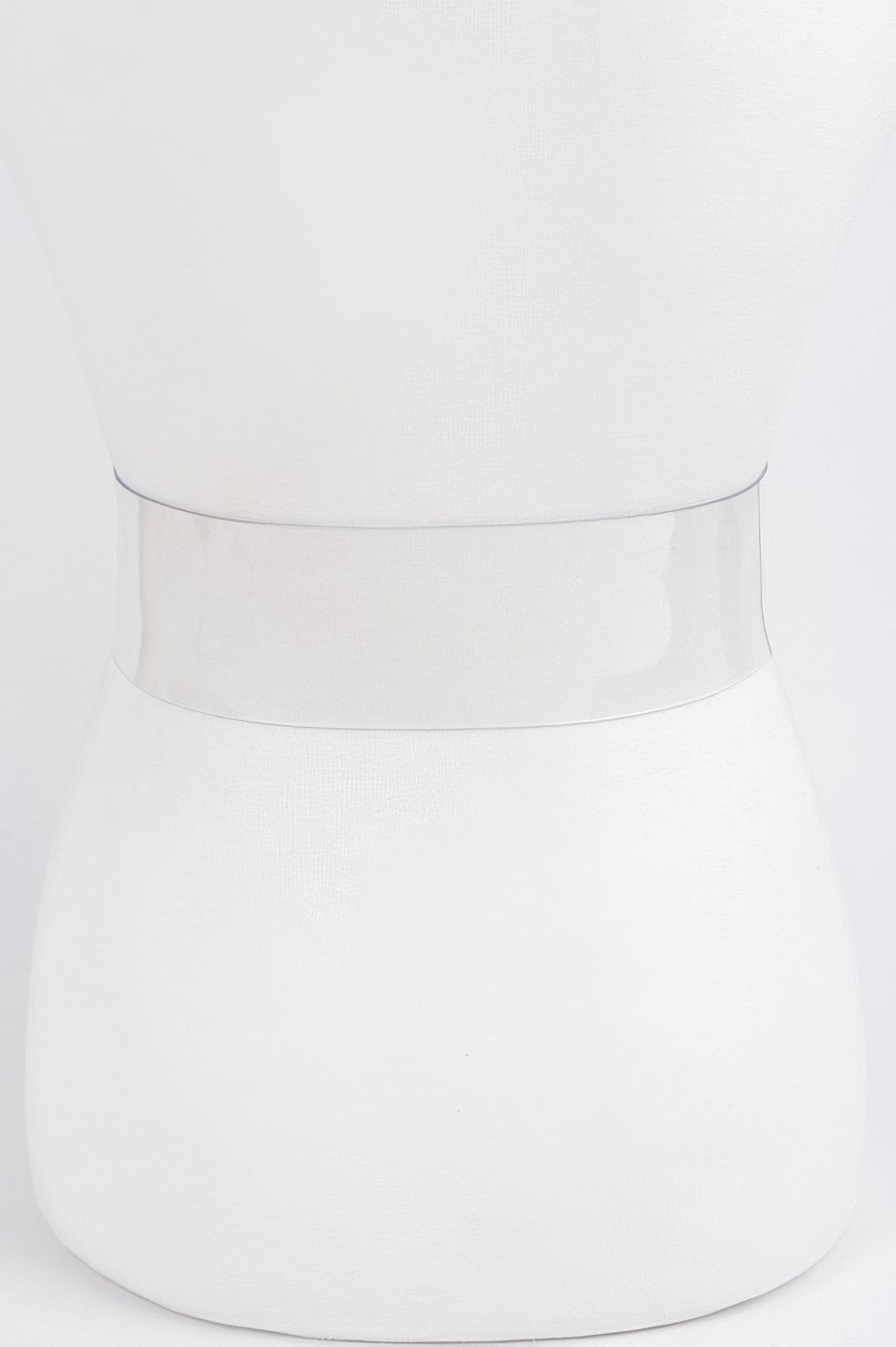 Clear transparent belt band on mannequin, centered view