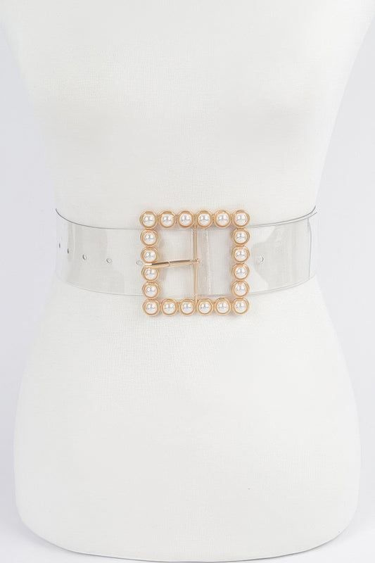 Beaded Square Buckle Transparent Plus Size Belt - Tigbul's Variety Fashion Shop