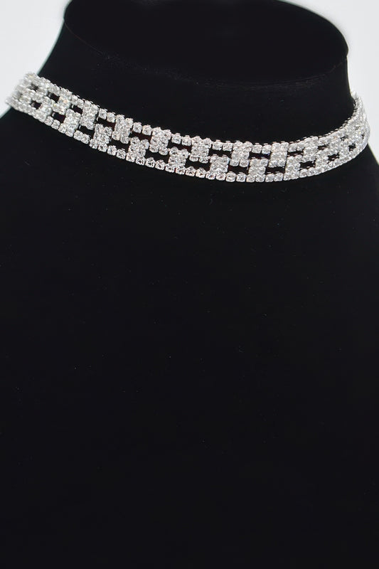 Aligned Rhinestone Choker - Tigbul's Variety Fashion Shop