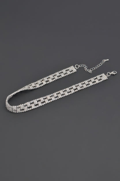 Aligned Rhinestone Choker - Tigbul's Variety Fashion Shop