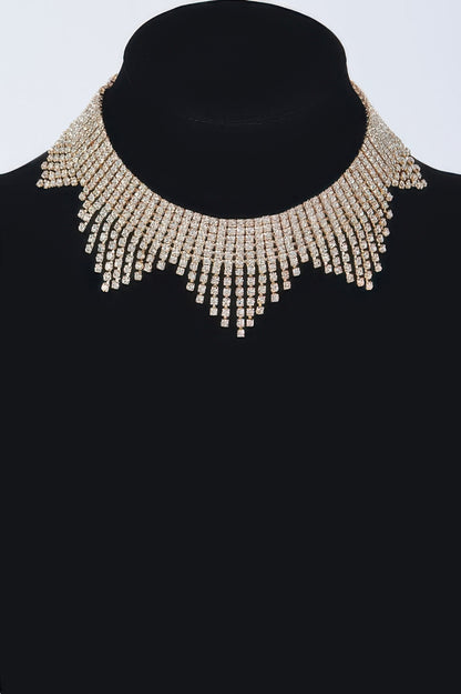 Rhinestone Drop Choker Necklace - Tigbul's Variety Fashion Shop