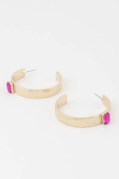 Cubic Rhinestone Hoop Earrings - Tigbul's Variety Fashion Shop