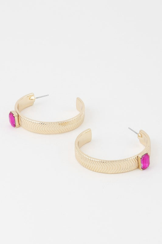Cubic Rhinestone Hoop Earrings - Tigbul's Variety Fashion Shop