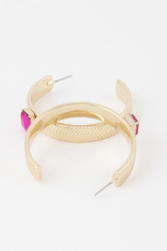 Cubic Rhinestone Hoop Earrings - Tigbul's Variety Fashion Shop