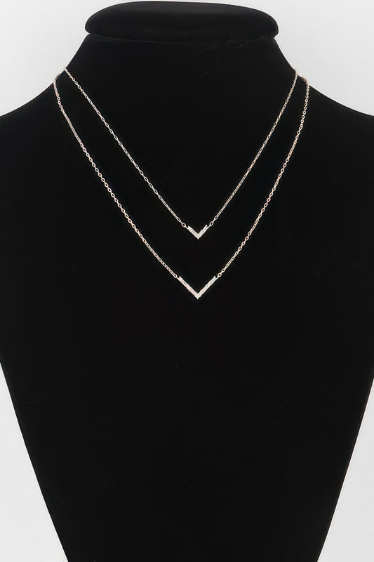Double Crystal V Necklace - Tigbul's Variety Fashion Shop