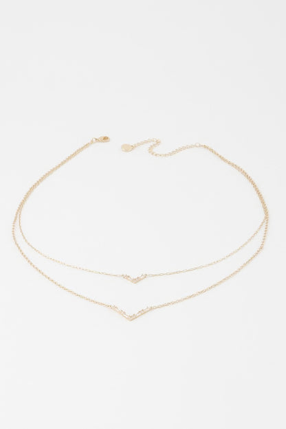 Double Crystal V Necklace - Tigbul's Variety Fashion Shop