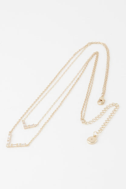 Double Crystal V Necklace - Tigbul's Variety Fashion Shop