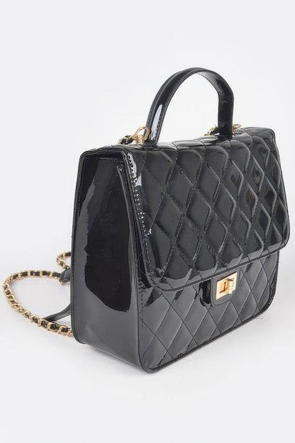 Quilted Enamel Backpack - Tigbul's Variety Fashion Shop