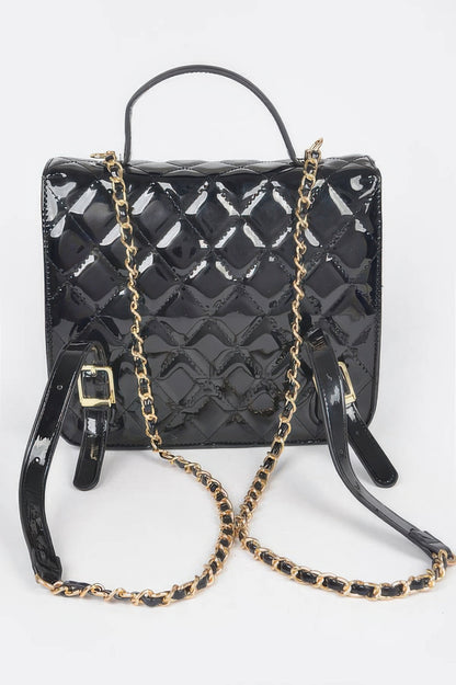 Quilted Enamel Backpack - Tigbul's Variety Fashion Shop