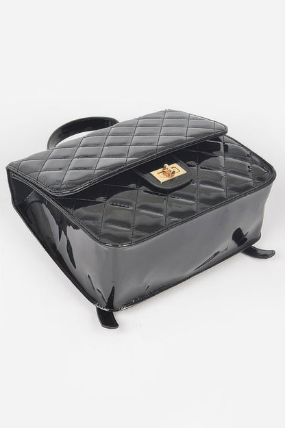 Quilted Enamel Backpack - Tigbul's Variety Fashion Shop