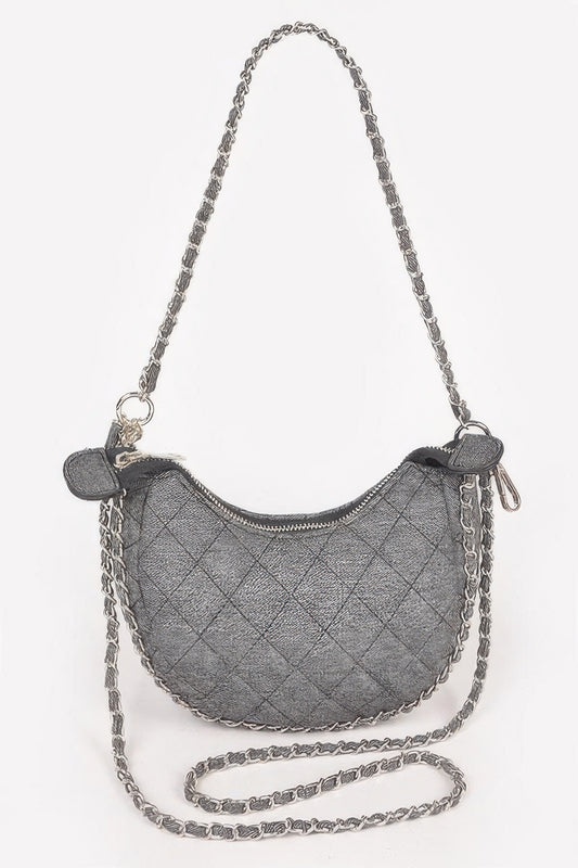 Vegan Denim Leather Chain Crossbody Bag - Tigbul's Variety Fashion Shop