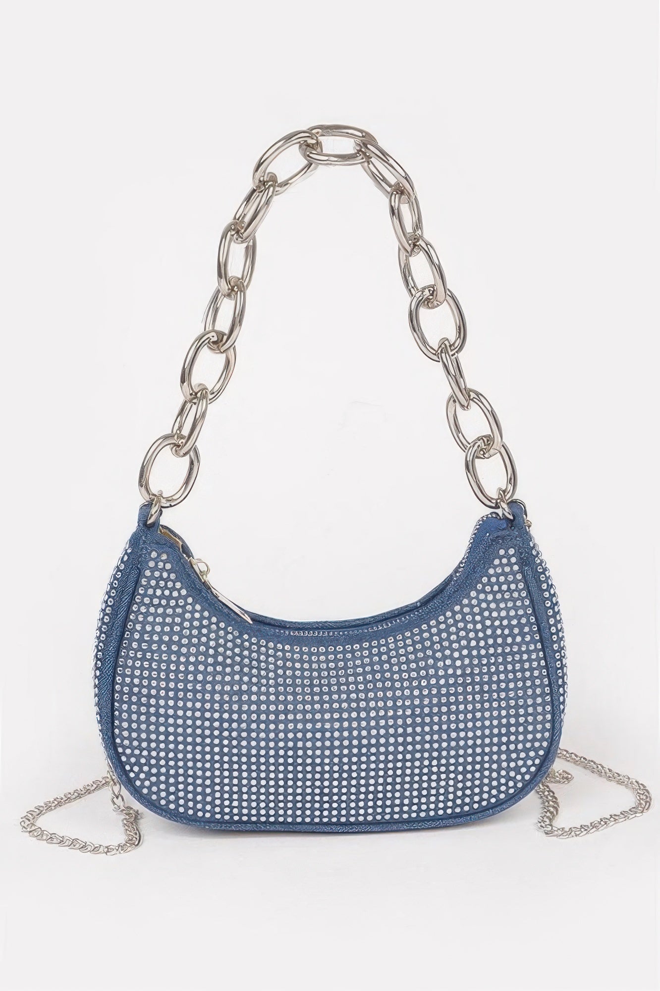 Hot Fix Stone Small Hobo Bag W/chain - Tigbul's Variety Fashion Shop
