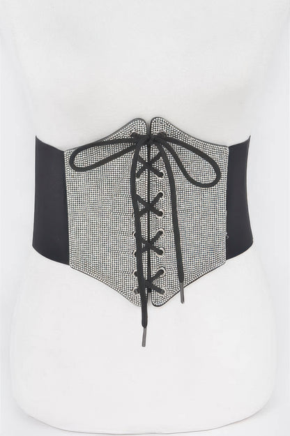 Rhinestone Corset Elastic Belt - Tigbul's Variety Fashion Shop
