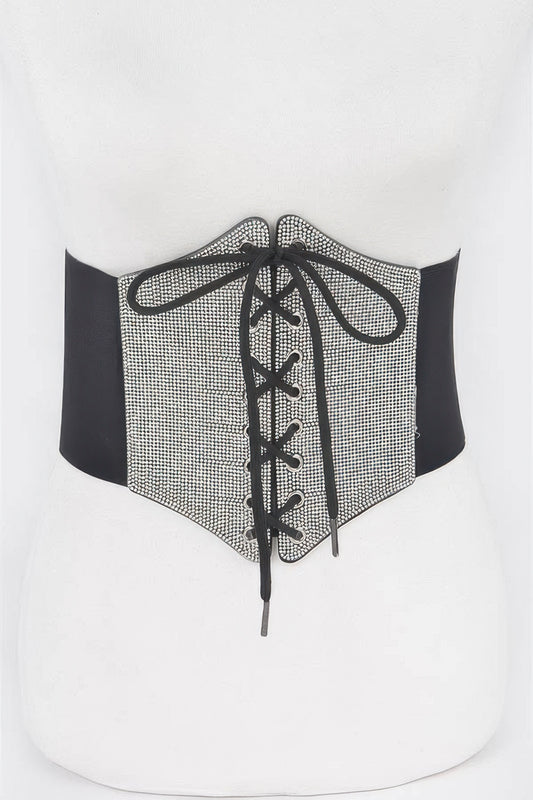 Rhinestone Corset Elastic Belt - Tigbul's Variety Fashion Shop