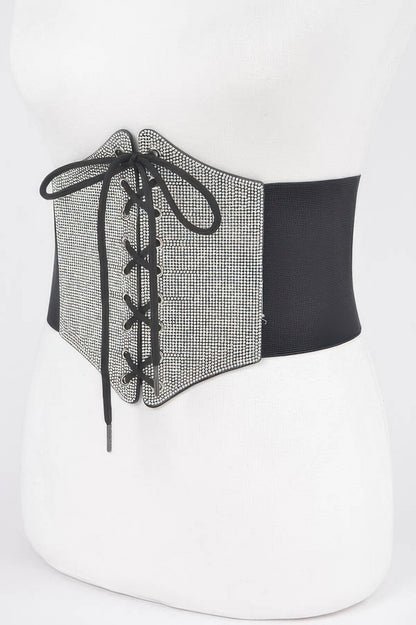 Rhinestone Corset Elastic Belt - Tigbul's Variety Fashion Shop