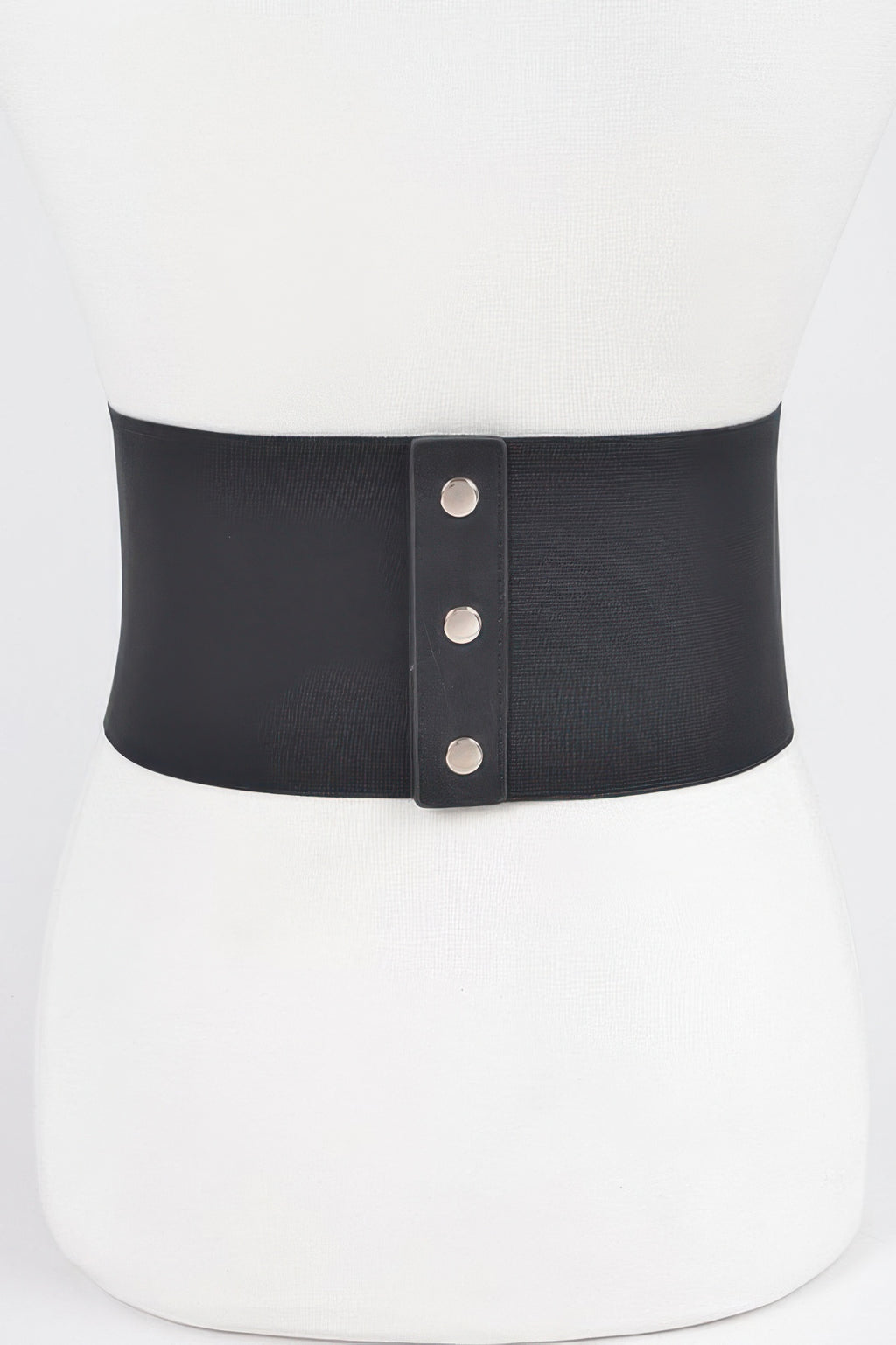 Schwarzer Corsagenelastikgürtel mit breitem Riemen und 3 Druckknöpfen