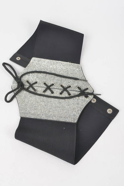 Rhinestone Corset Elastic Belt - Tigbul's Variety Fashion Shop