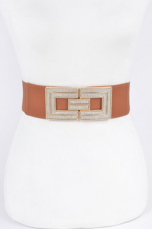 Rhinestone Buckles Elastic Belt - Tigbul's Variety Fashion Shop