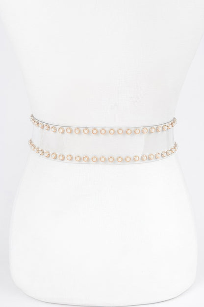Pearl Buckle Clear Belt W/stones - Tigbul's Variety Fashion Shop