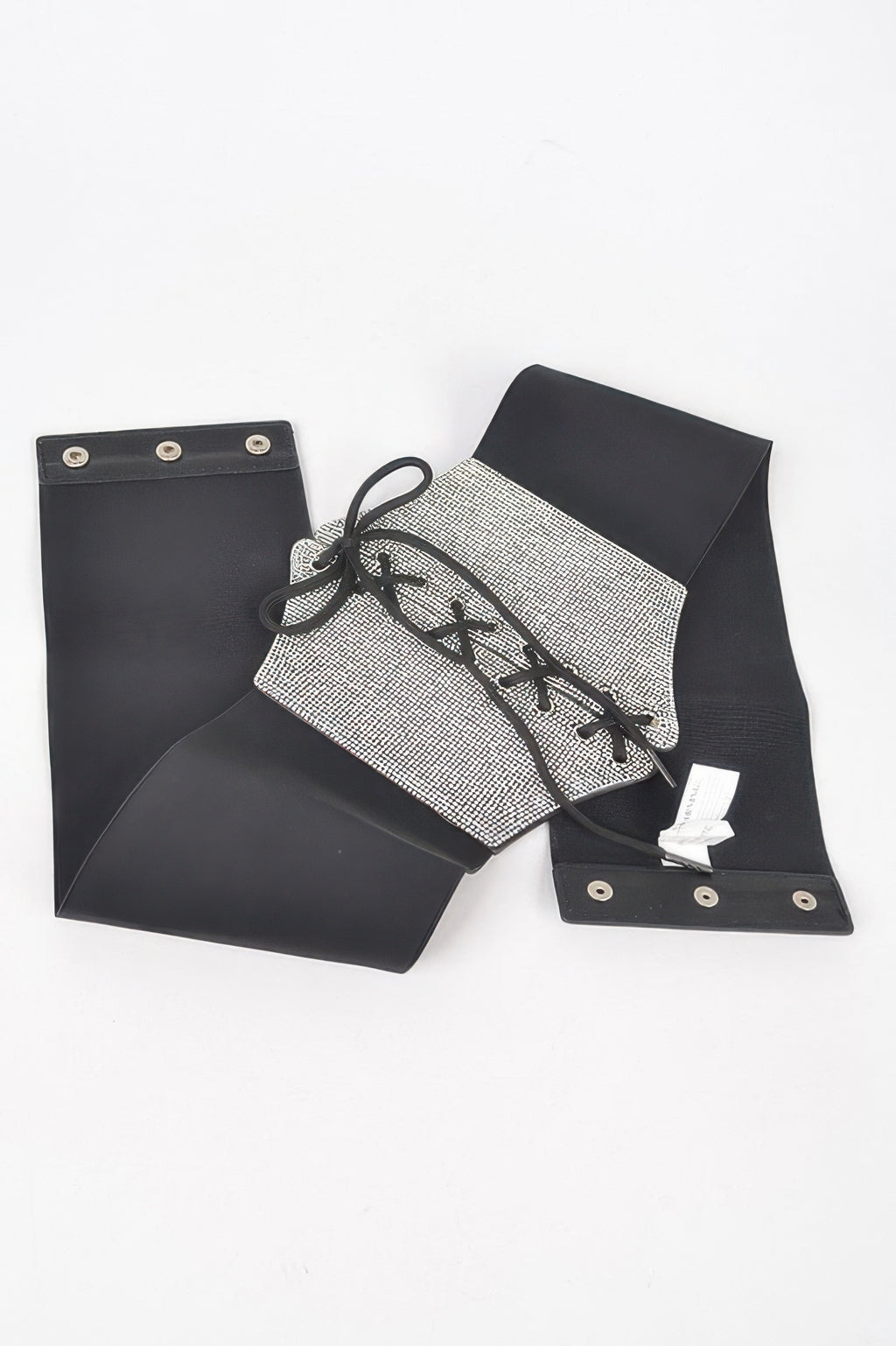 Rhinestone-Korsettgürtel mit schwarzer Schnürung und Metallösen, elastisch