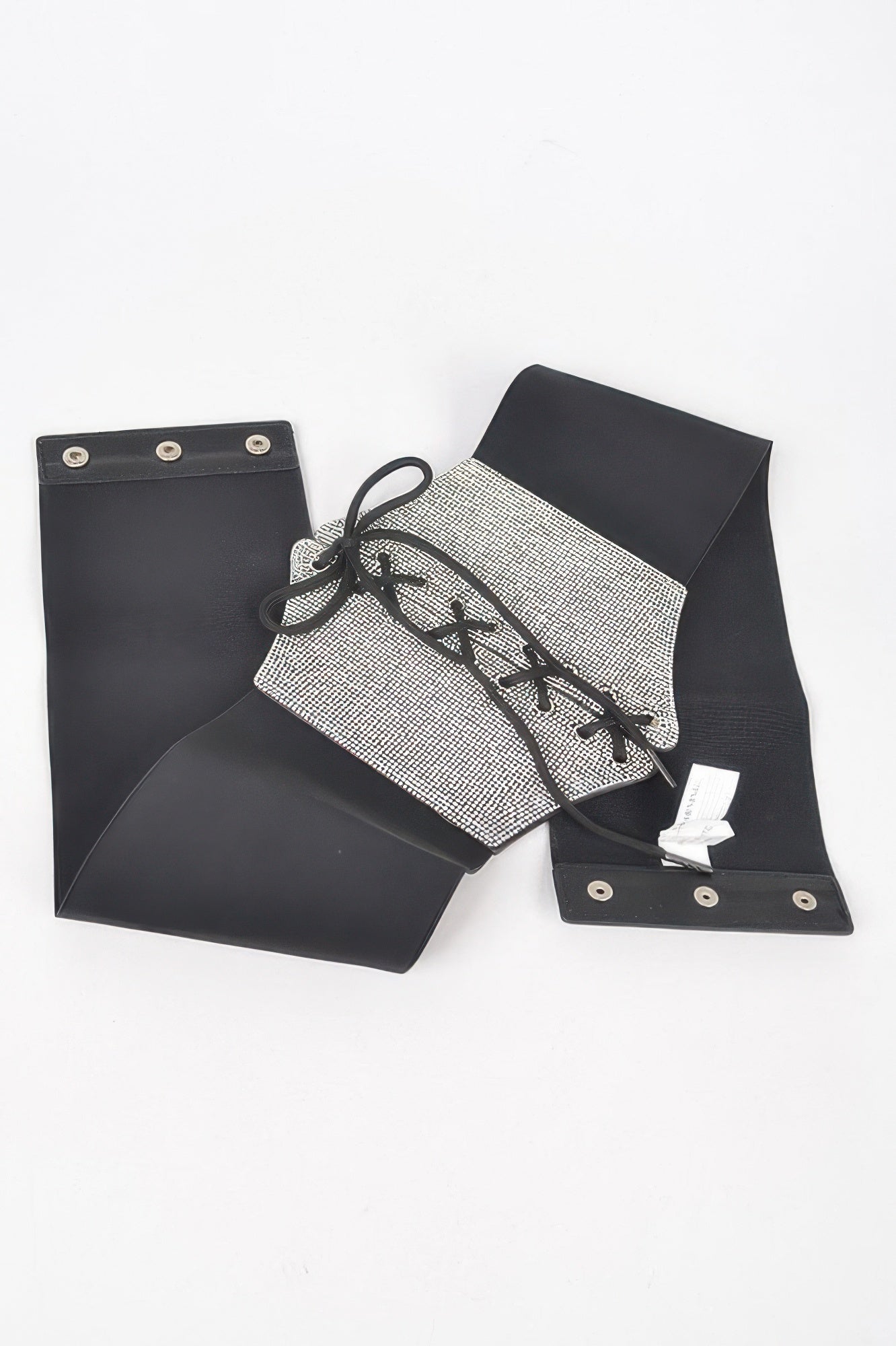 Rhinestone-Korsettgürtel mit schwarzer Schnürung und Metallösen, elastisch
