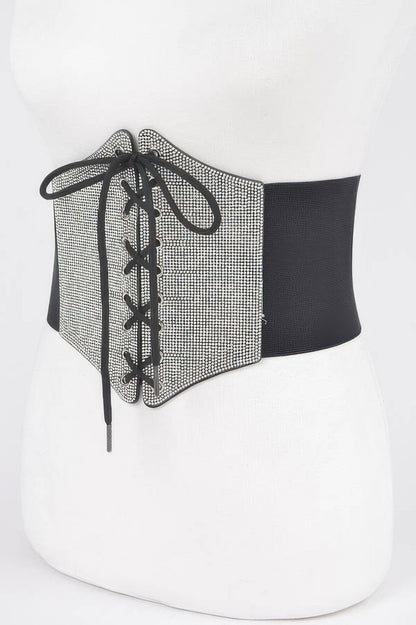 Rhinestone Corset Plus Size Elastic Belt - Tigbul's Variety Fashion Shop