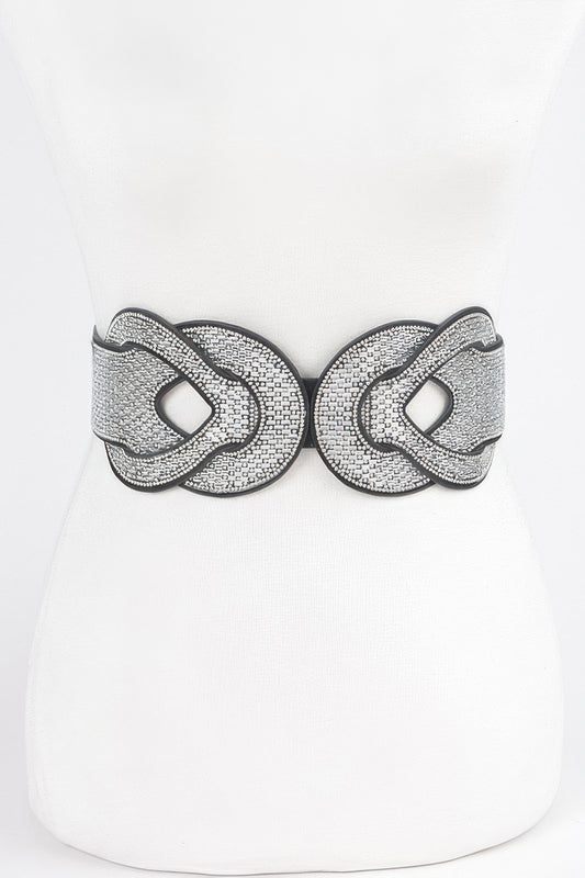 Multi Rhinestone Plus Size Elastic Belt - Tigbul's Variety Fashion Shop