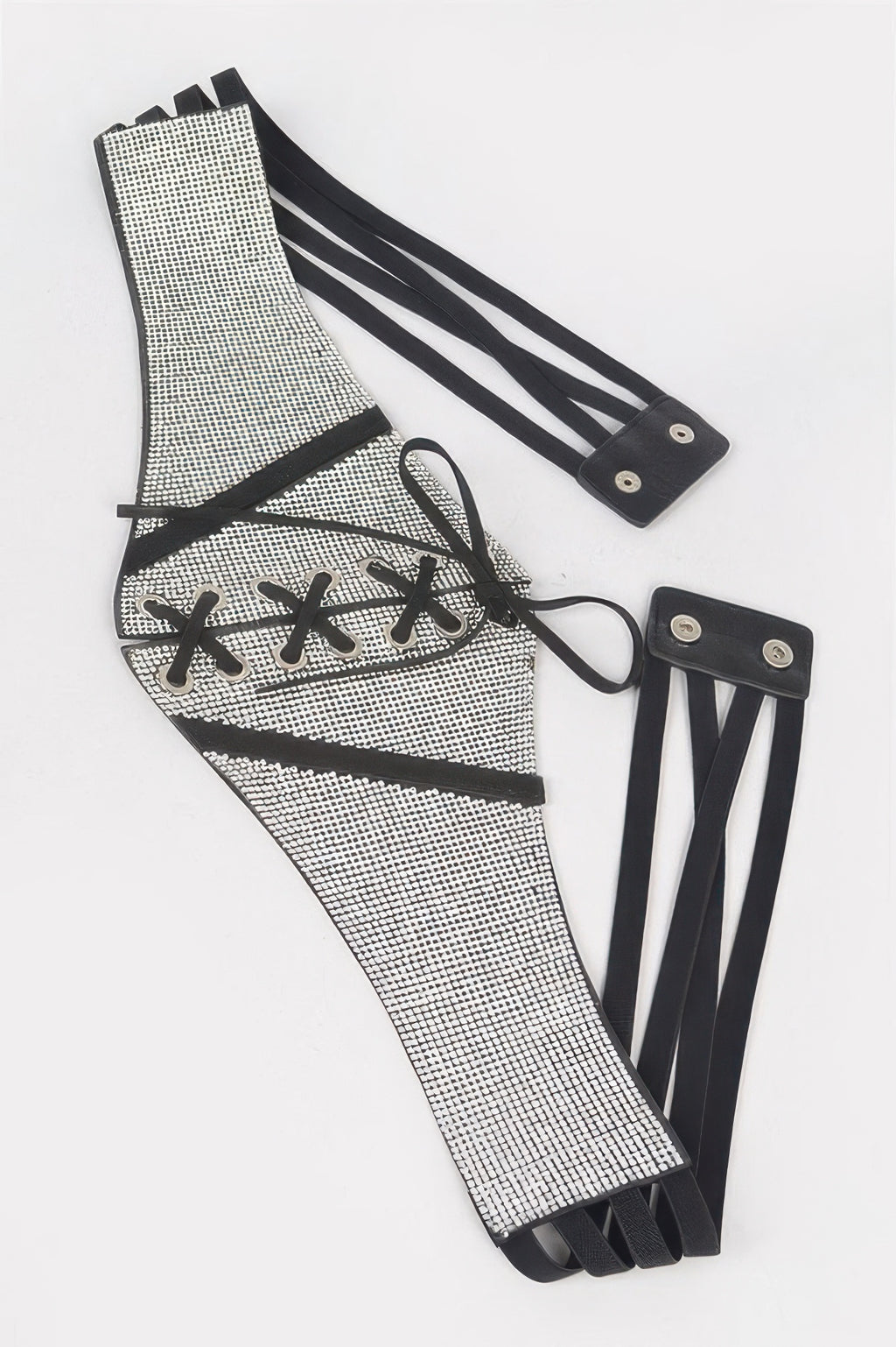 Rhinestone-Band und schwarzer Korsettgürtel im Set, mit Schnürhaken und Laschen