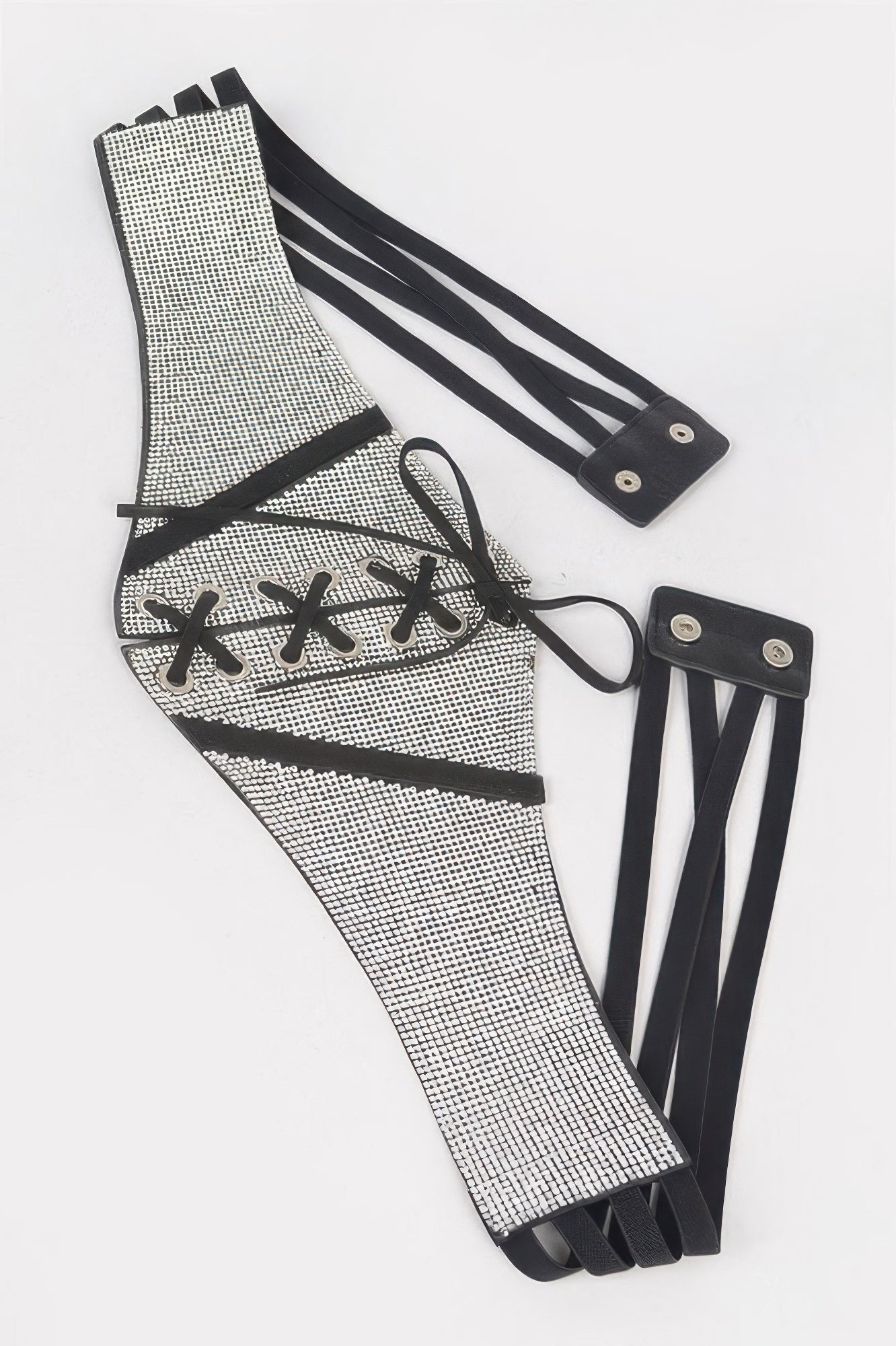 Rhinestone-Band und schwarzer Korsettgürtel im Set, mit Schnürhaken und Laschen