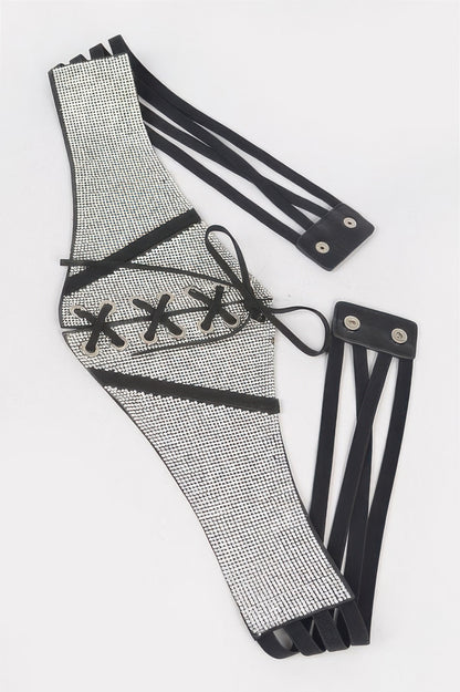 Rhinestone Corset Plus Size Elastic Belt - Tigbul's Variety Fashion Shop