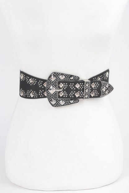 Multi Metal Studded Plus Size Elastic Belt - Tigbul's Variety Fashion Shop