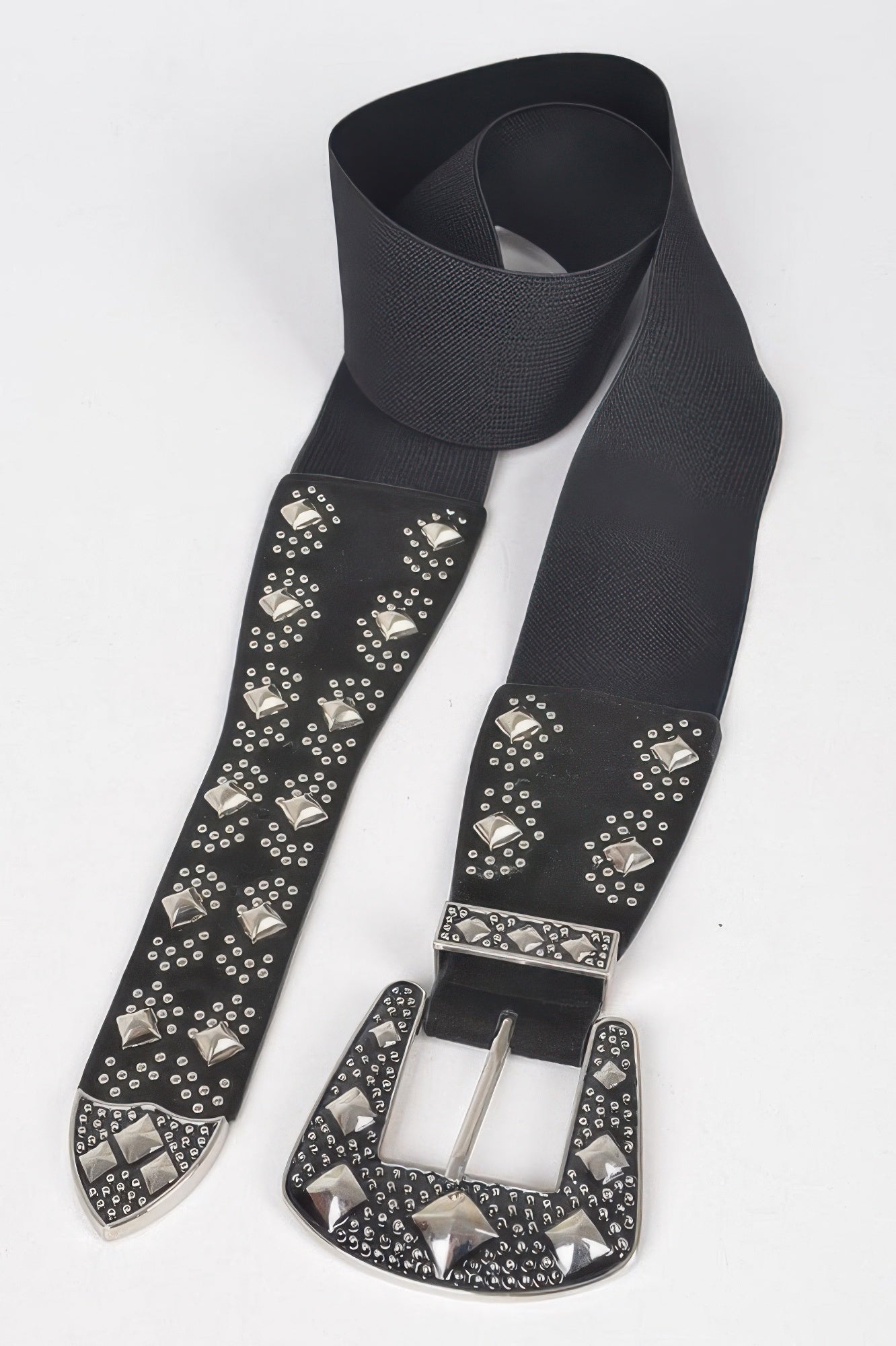 Multi Metal Studded Plus Size Elastic Belt - Tigbul's Variety Fashion Shop