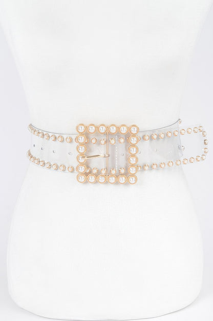 Rhinestone Buckle Plus Size Clear Belt W/stones - Tigbul's Variety Fashion Shop
