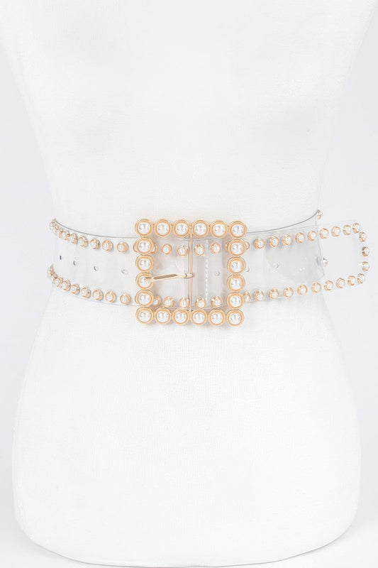 Rhinestone Buckle Plus Size Clear Belt W/stones - Tigbul's Variety Fashion Shop
