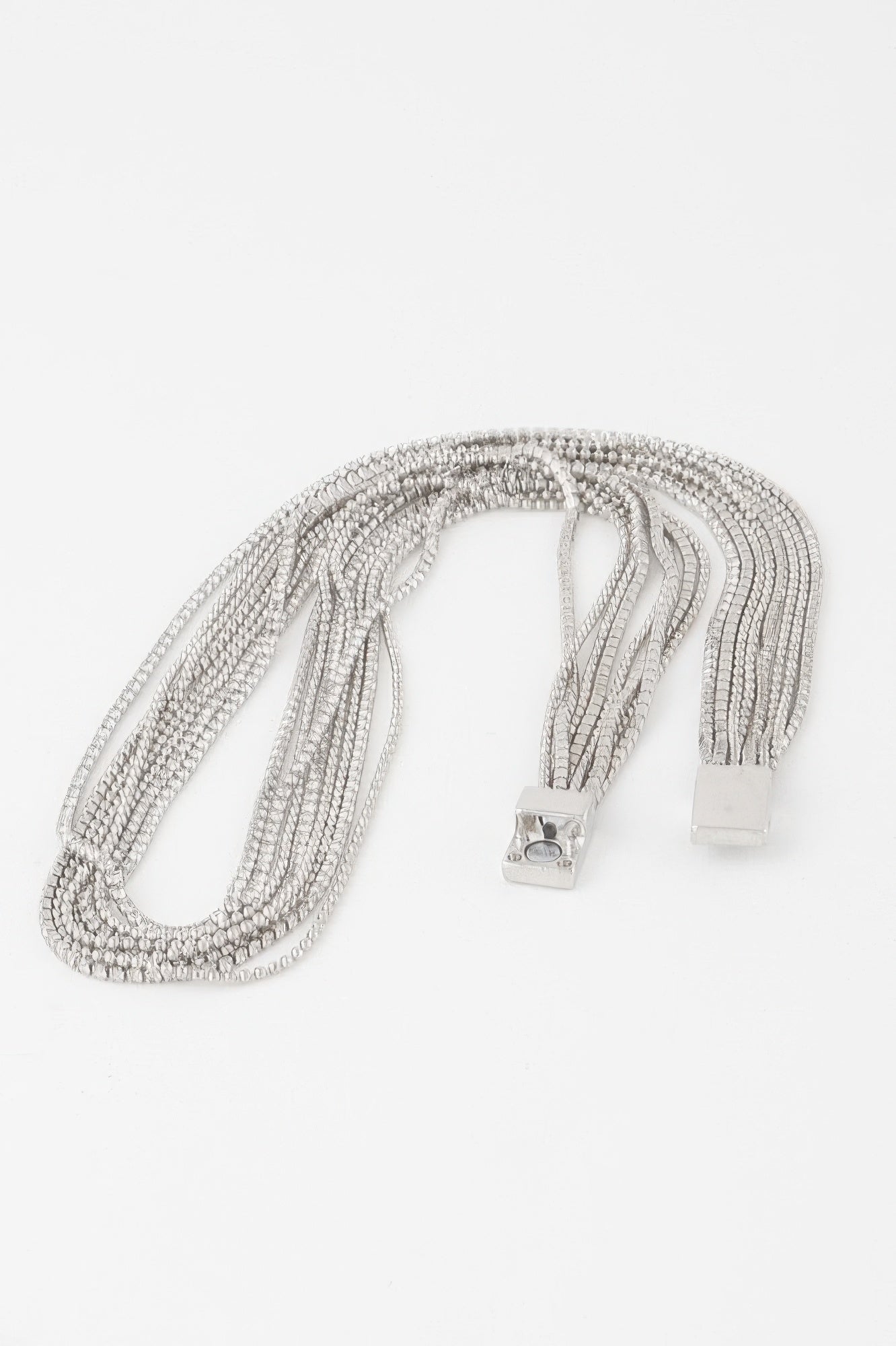 Multi-row cubic rhinestone necklace extender, silver-toned clasp ends