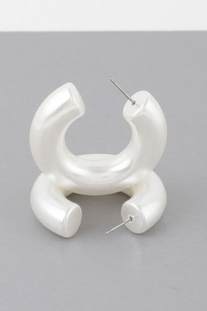 Bulky Polished Cream Hoop Earrings - Tigbul's Variety Fashion Shop