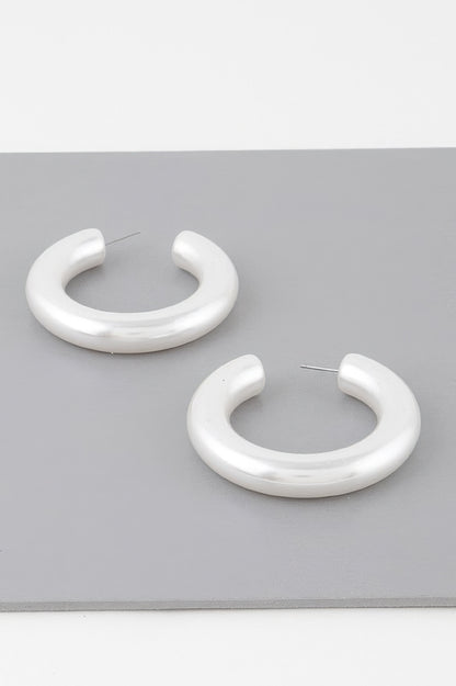 Polished Cream Hoop Earrings - Tigbul's Variety Fashion Shop