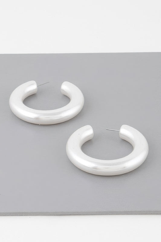 Polished Cream Hoop Earrings - Tigbul's Variety Fashion Shop