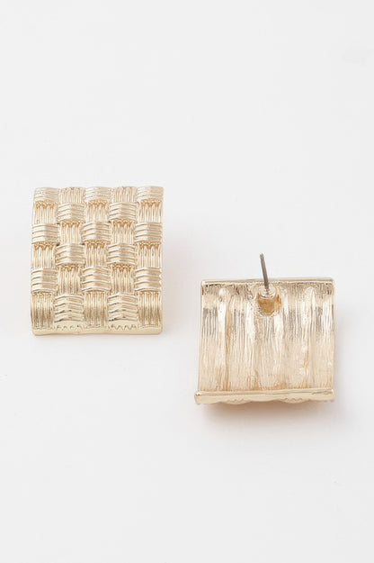 Cross Hatch Plate Earrings - Tigbul's Variety Fashion Shop