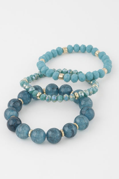 Triple Crystal Beaded Bracelet - Tigbul's Variety Fashion Shop